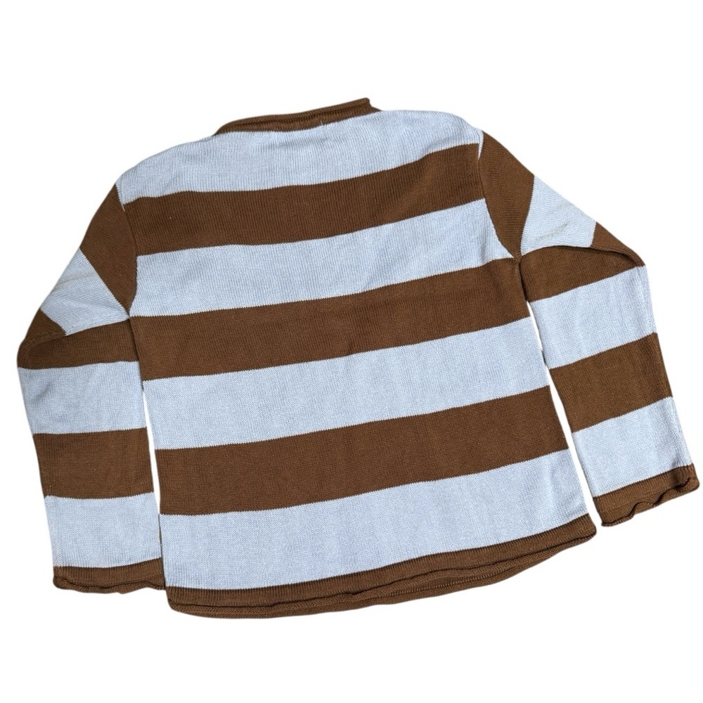 Hannah Kate 5/6 Brown Blue Stripe Knit Sweater – 100% Cotton Boutique - Picture 3 of 5